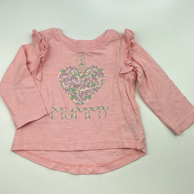 Girls Dymples, pink cotton long sleeve top, EUC, size 00,  