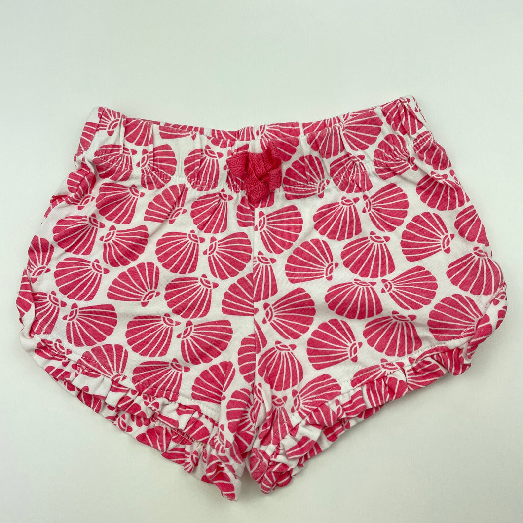 Girls Target, pink & white cotton shorts, elasticated, GUC, size 00,  