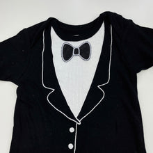 Load image into Gallery viewer, Boys Frenchie Mini Couture, black &amp; white novelty cotton romper, GUC, size 0,  