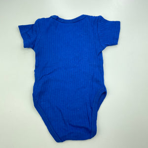 Boys Play Street, blue ribbed cotton bodysuit / romper, dinosaur, FUC, size 00,  