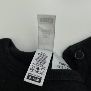 unisex AS Colour, black cotton bodysuit / romper, GUC, size 0,  