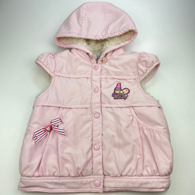Girls Hearty, pink hooded sleeveless jacket, FUC, size 6,  
