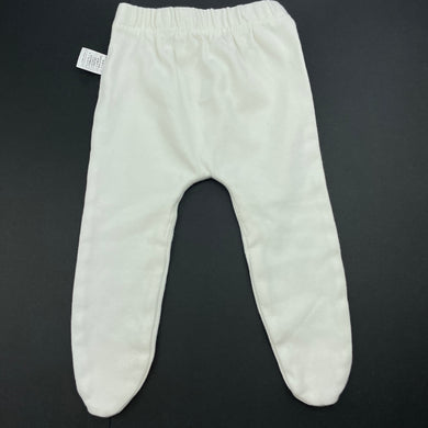 Girls white, footed leggings / bottoms, elasticated, EUC, size 000-00,  