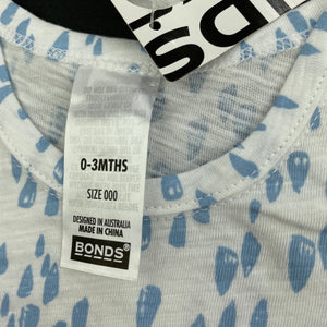 unisex Bonds, blue & white cotton t-shirt / top, NEW, size 000,  