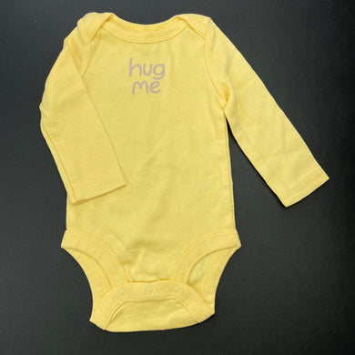 unisex Babies R Us, yellow cotton bodysuit / romper, EUC, size 000,  
