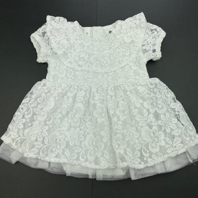Girls Dymples, lined floral lace party dress, FUC, size 00, L: 35cm