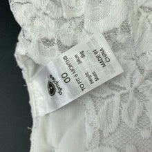 Load image into Gallery viewer, Girls Dymples, lined floral lace party dress, FUC, size 00, L: 35cm