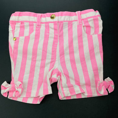 Girls Dymples, pink stripe stretch cotton shorts, adjustable, GUC, size 0,  