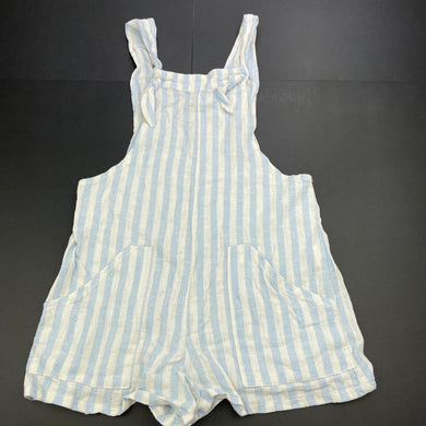 Girls Cotton On, striped linen blend overalls / playsuit, EUC, size 7,  