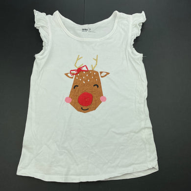 Girls Anko, cotton Christmas t-shirt / top, GUC, size 7,  