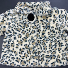 Load image into Gallery viewer, Girls Blue Sky, leopard print faux fur jacket / coat, L: 28cm, GUC, size 3 months,  
