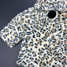 Load image into Gallery viewer, Girls Blue Sky, leopard print faux fur jacket / coat, L: 28cm, GUC, size 3 months,  