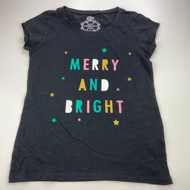 Girls Miss Understood, black cotton Christmas t-shirt / top, EUC, size 12,  