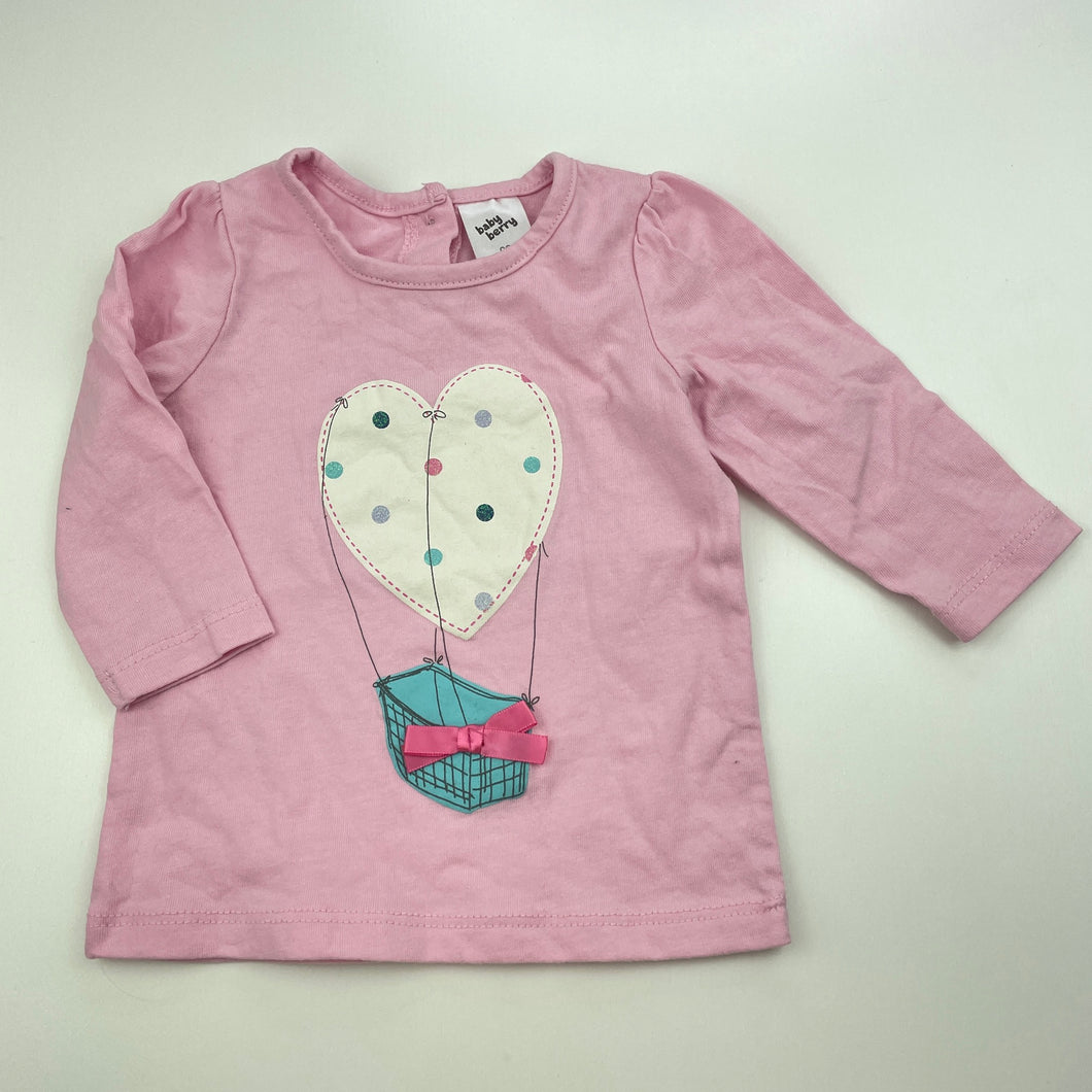 Girls Baby Berry, pink cotton long sleeve t-shirt / top, FUC, size 00,  