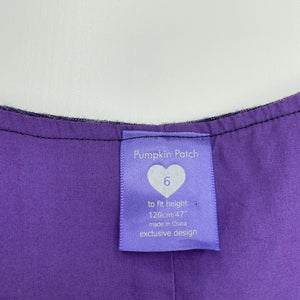 Girls Pumpkin Patch, purple check casual dress, GUC, size 6, L: 61cm