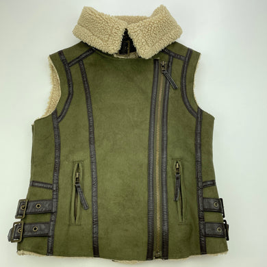 Girls Witchery, fleece lined faux suede vest / jacket, EUC, size 8-9,  