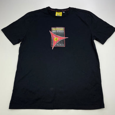 Boys Ferrari World, black cotton t-shirt / top, EUC, size 9-10,  