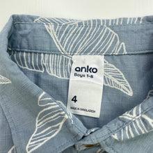 Load image into Gallery viewer, Boys Anko, blue cotton short sleeve shirt, EUC, size 4,  