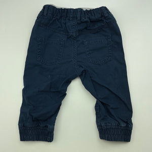 Boys Baby Club, navy cotton pants, adjustable, FUC, size 0,  