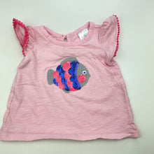 Load image into Gallery viewer, Girls Target, pink cotton t-shirt / top, sequin fish, GUC, size 000,  