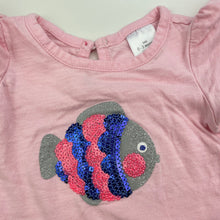 Load image into Gallery viewer, Girls Target, pink cotton t-shirt / top, sequin fish, GUC, size 000,  