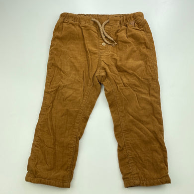 Girls H&M, lined corduroy cotton pants, elasticated, Inside leg: 28cm, EUC, size 1,  