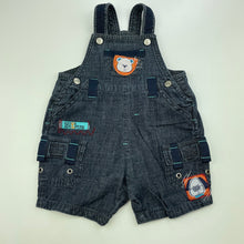 Load image into Gallery viewer, Boys Baby Baby, dark lightweight denim overalls / shortalls, GUC, size 000,  