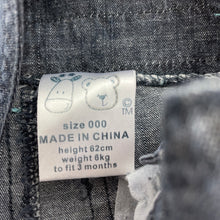 Load image into Gallery viewer, Boys Baby Baby, dark lightweight denim overalls / shortalls, GUC, size 000,  