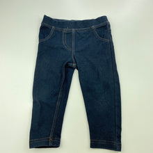 Load image into Gallery viewer, Girls Mango, stretchy denim leggings, elasticated, GUC, size 0,  