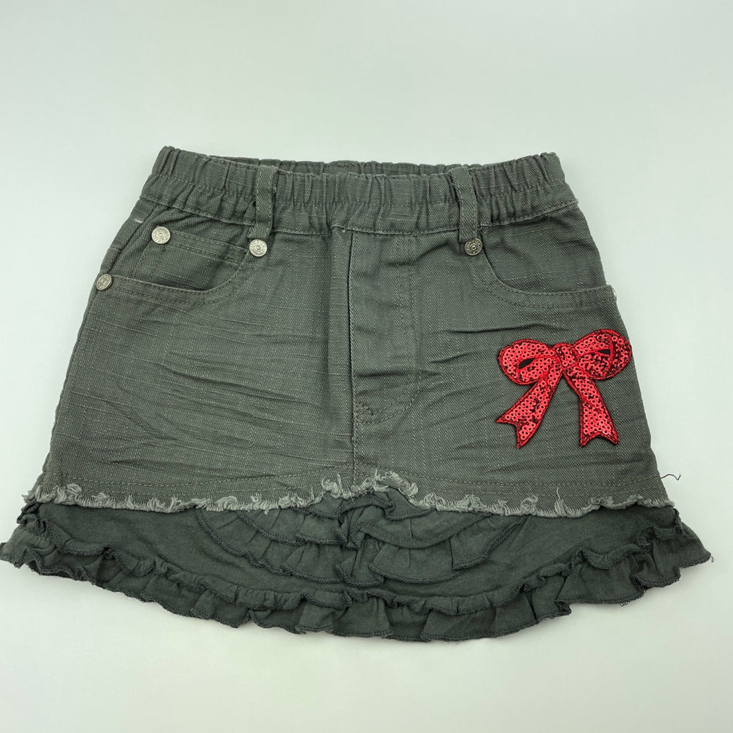 Girls PUKU HOUSE, grey cotton skirt, elasticated, sequins, GUC, size 1,  