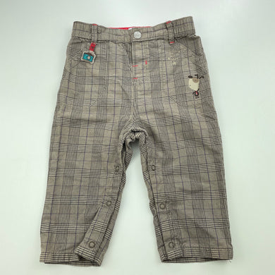 Boys La Compagnie Des Petits, checked lightweight cotton pants, elasticated, GUC, size 1-2,  