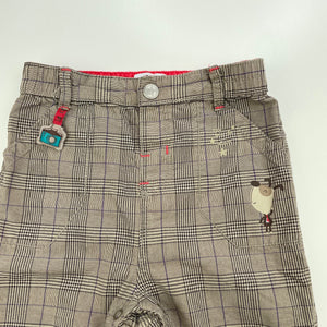 Boys La Compagnie Des Petits, checked lightweight cotton pants, elasticated, GUC, size 1-2,  