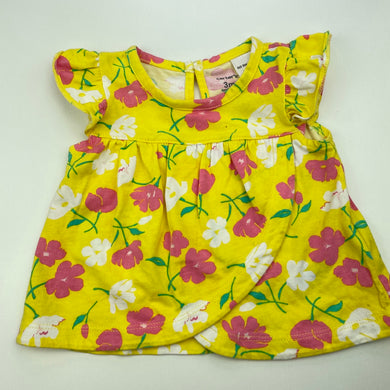 Girls Carters, yellow floral cotton top, FUC, size 000,  
