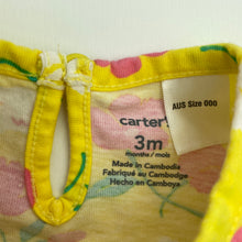 Load image into Gallery viewer, Girls Carters, yellow floral cotton top, FUC, size 000,  