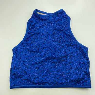 Girls Balera, blue sequin dance top, L: 30cm, EUC, size 14,  