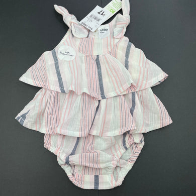 Girls Anko, lightweight cotton summer top & nappy cover, NEW, size 0000,  