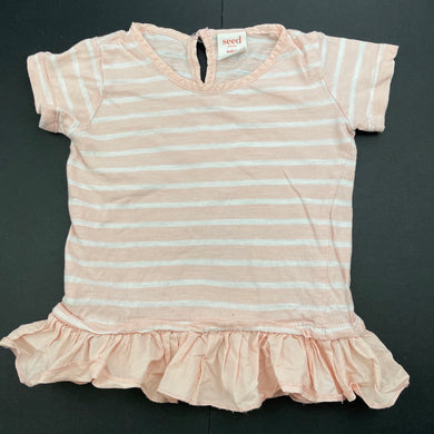 Girls Seed, pink & white stripe cotton top, FUC, size 1,  
