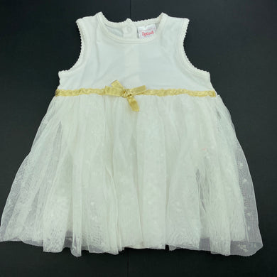 Girls Sprout, cream romper dress, L: 35cm, GUC, size 0,  