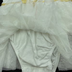 Girls Sprout, cream romper dress, L: 35cm, GUC, size 0,  