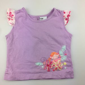Girls Now, purple cotton flutter sleeve t-shirt / top, GUC, size 0