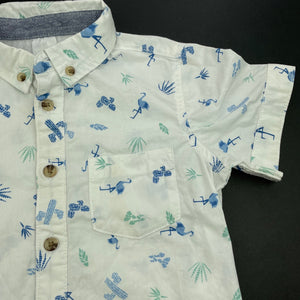 Boys Target, cotton short sleeve shirt, flamingos, FUC, size 4,  