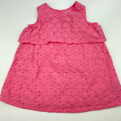 Girls Target, pink broderie cotton casual dress, FUC, size 00, L: 34cm