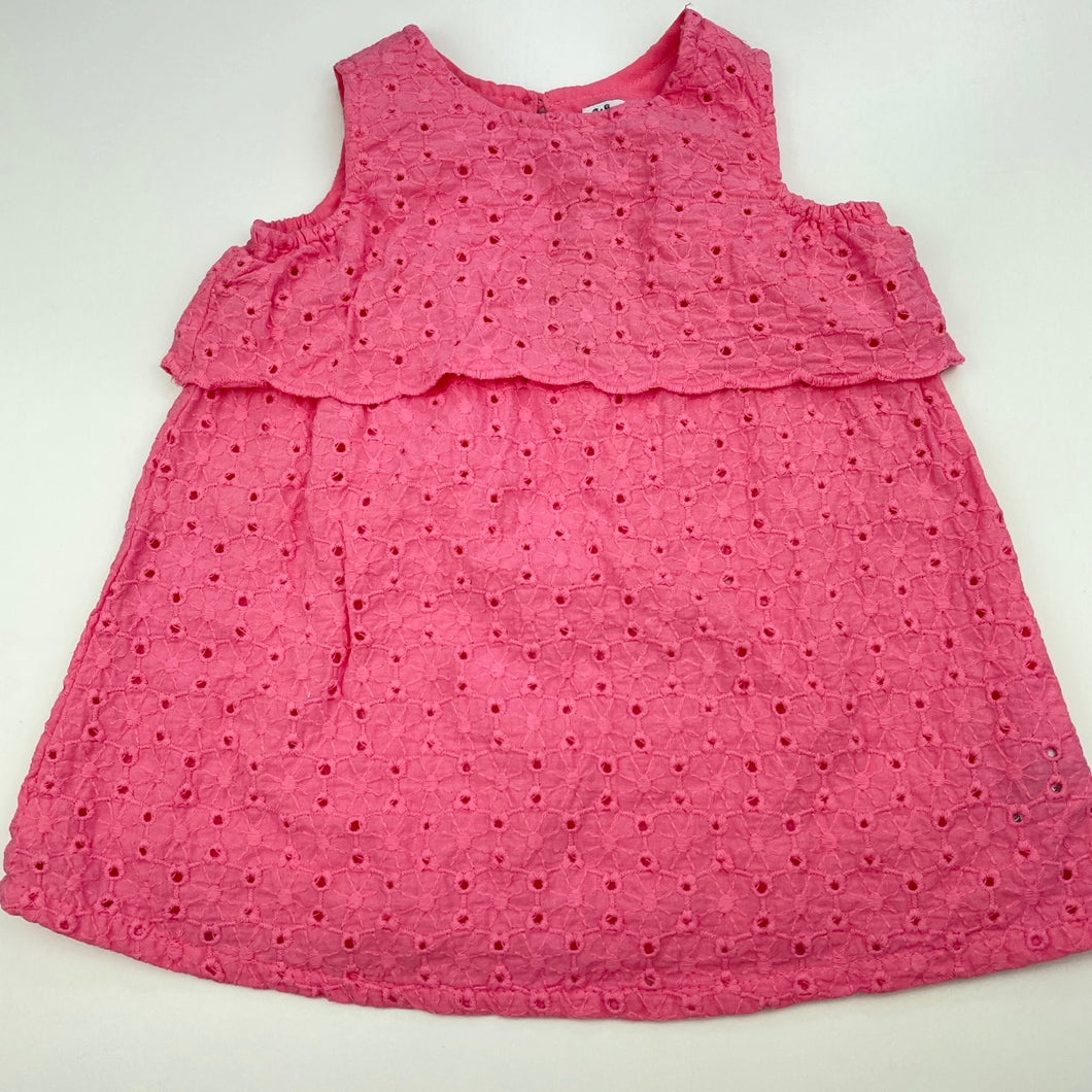 Girls Target, pink broderie cotton casual dress, FUC, size 00, L: 34cm