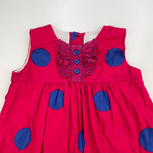 Girls Pumpkin Patch, lined spotted cotton party dress, FUC, size 1, L: 46cm