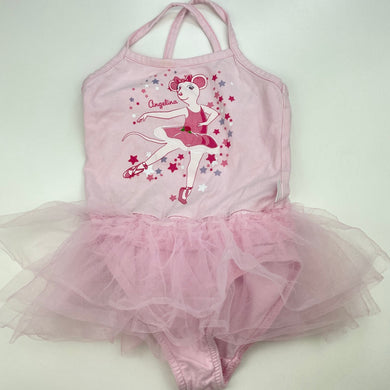 Girls Angelina Ballerina, pink tutu leotard, FUC, size 4,  
