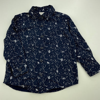 Boys B Collection, navy cotton long sleeve shirt, space, FUC, size 2,  
