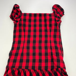 Girls American Living, red & black check casual dress, FUC, size 12, L: 78cm