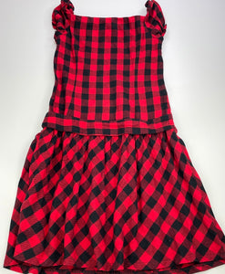 Girls American Living, red & black check casual dress, FUC, size 12, L: 78cm