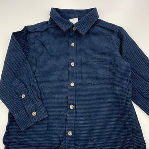 Boys Anko, navy cotton long sleeve shirt, GUC, size 2,  