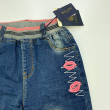Load image into Gallery viewer, Girls YAKA KIDS, embroidered stretch denim pants, elasticated, Inside leg: 46cm, NEW, size 6,  